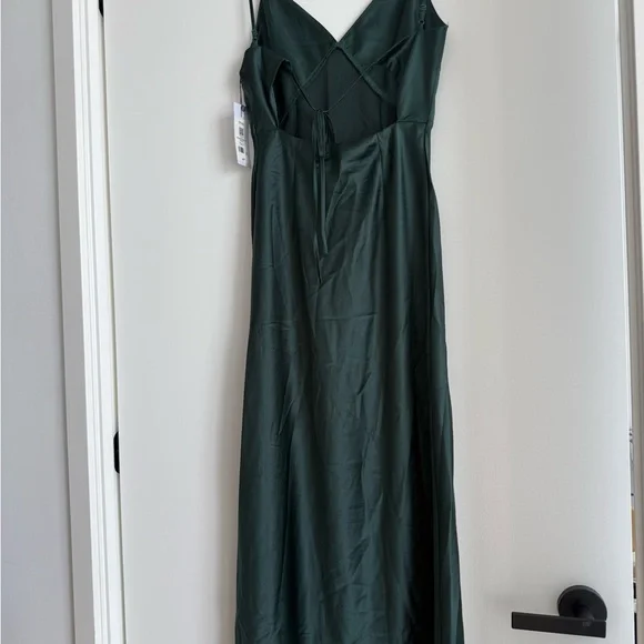 Dynamite Women's Emerald Green Slip Midi Dress with Side Slit - Picture 4 of 5